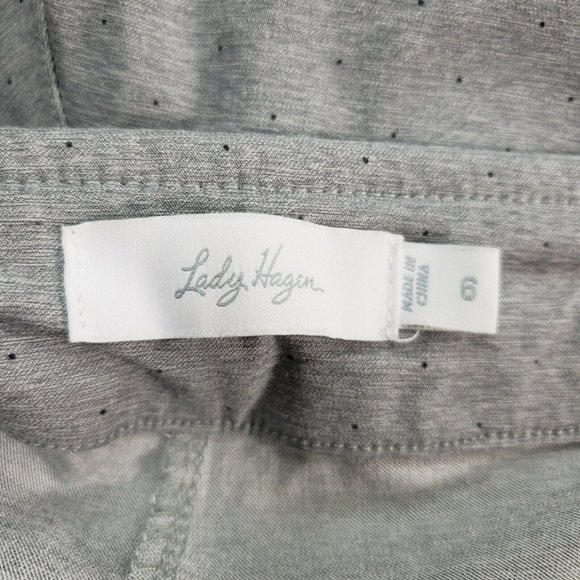 Lady Hagan Womens Cropped Pull On Pants Sz 6 Gray Black Micro Dot Mid Rise - Picture 6 of 7